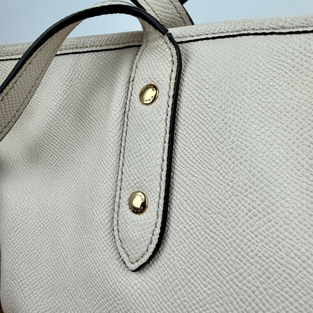 Coach City Tote Chalk White Crossgrain Leather Zip Top Shoulder Bag F58846 - Picture 3 of 13